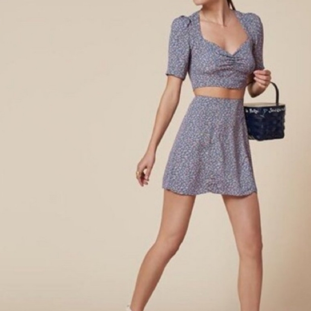 Reformation 2 piece set Crop top and Mini skirt 4